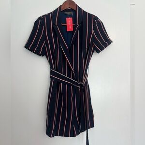 Dress Forum Striped Navy and Red Mini Dress